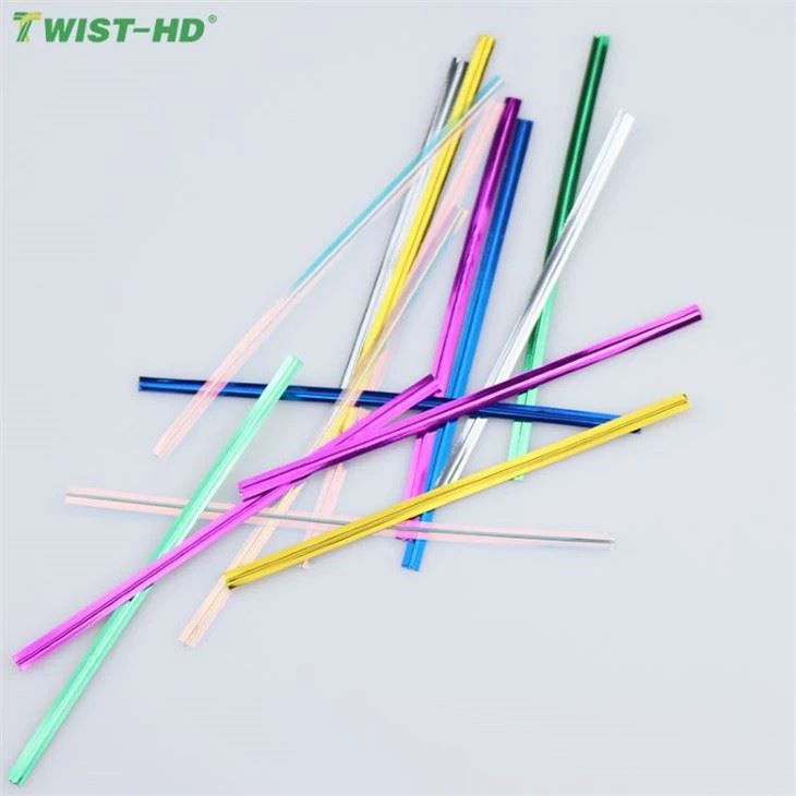 Competitive Price 8 cm 10 cm Golden Pre-cut Metallic Bread Bag Twist Tie